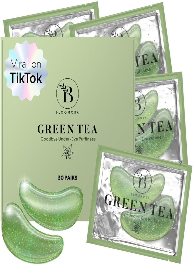 BLOOMORA Green Tea Under Eye Patches (30 Pairs) - For Dark Circles & Puffiness - Hydrating Green Tea Eye Mask - Image 1
